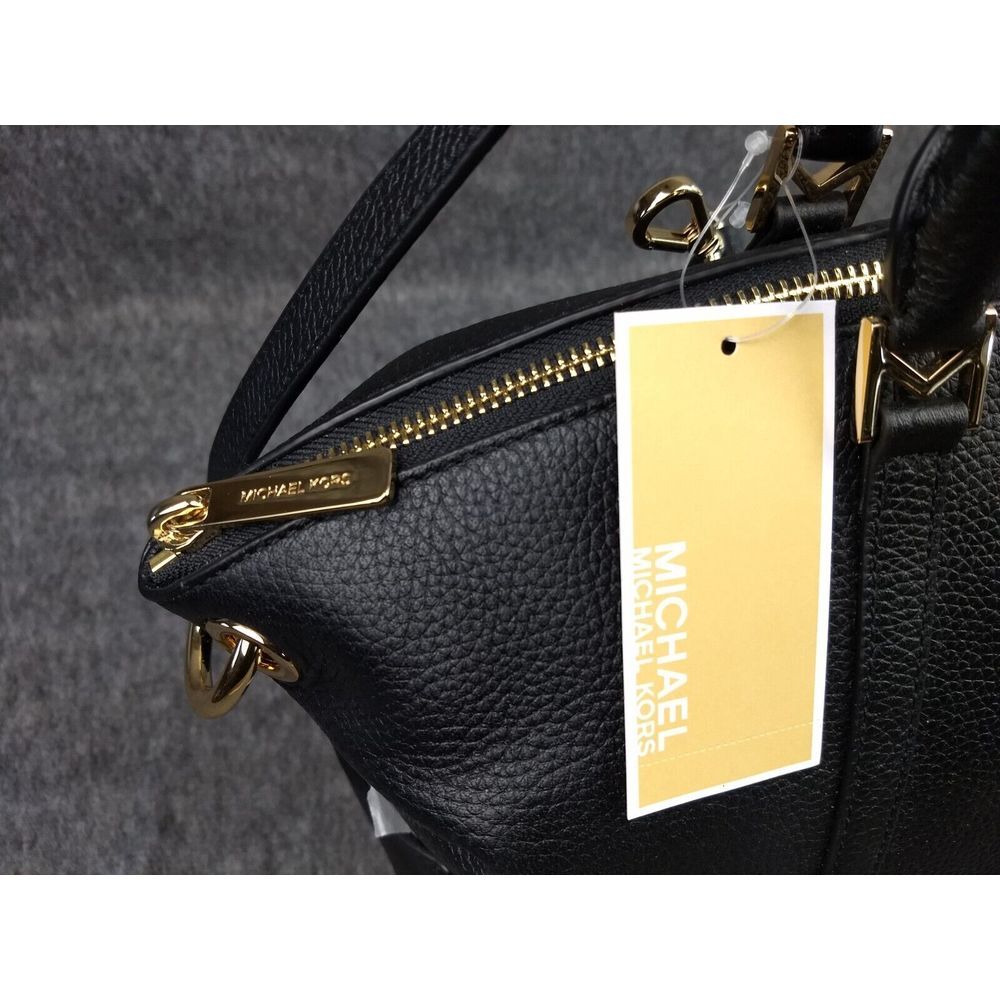 Michael Kors Leather Beckett Satchel Black Crossbody Strap MK‎ Padlock Charm NWT - Picture 6 of 16